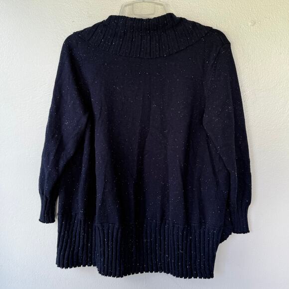 Talbots Navy Blue Speckled Ribbed open cardigan sweater size 1X/P - Picture 7 of 10